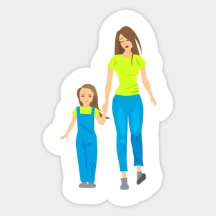 Mom holding kids hand Sticker